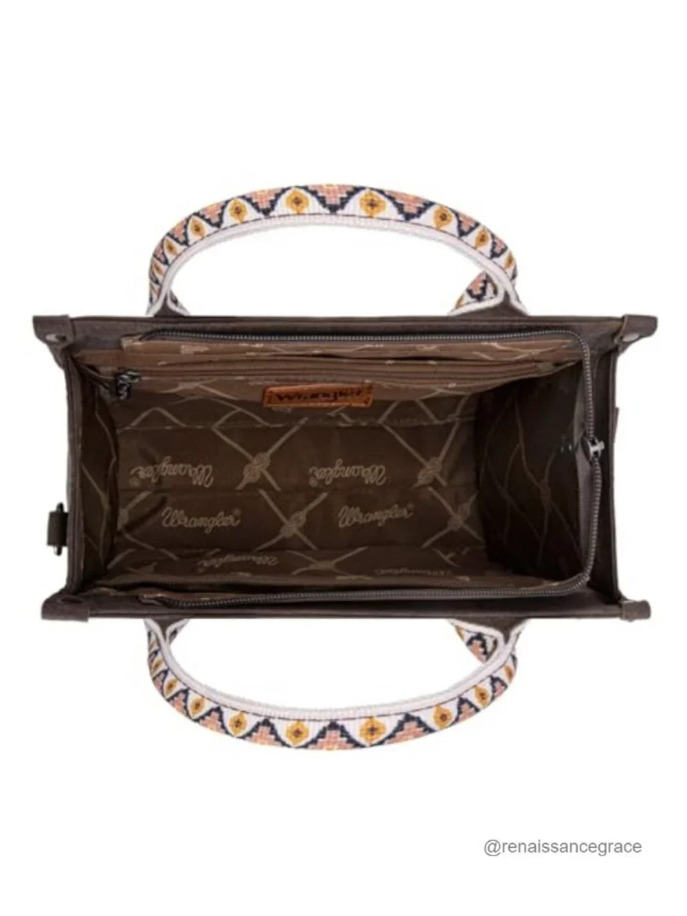 Western Faux Leather Aztec Tote Satchel Bag with Detachable Strap